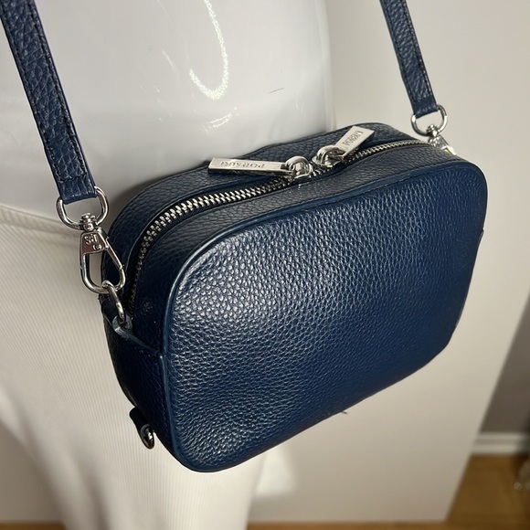 Pop & Suki Pebbled Blue Vegan Leather Crossbody Bag - Picture 1 of 12